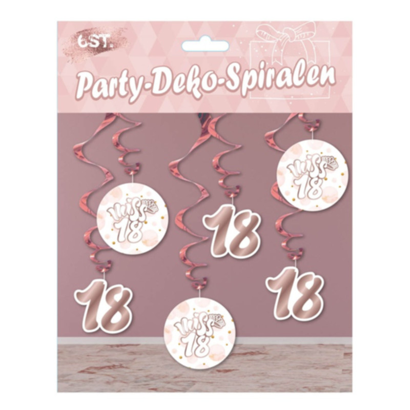 Udo Schmidt Party Spiralen Miss 18 roségold 6-tlg aus Kunststoff elegante Hängedekoration für den 18. Geburtstag